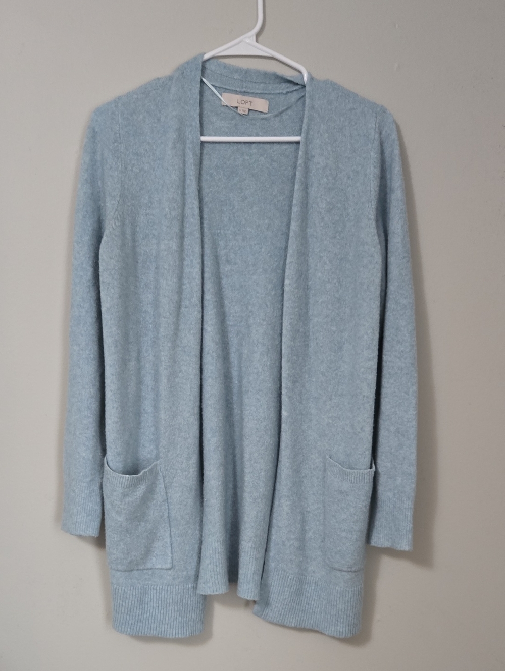 LOFT Pale Blue Open-Front Pocket Cardigan